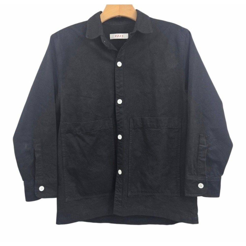 IJJI Work Jacket Size XS Black Cotton Canvas Deep Pockets Button‎ Closure EUC